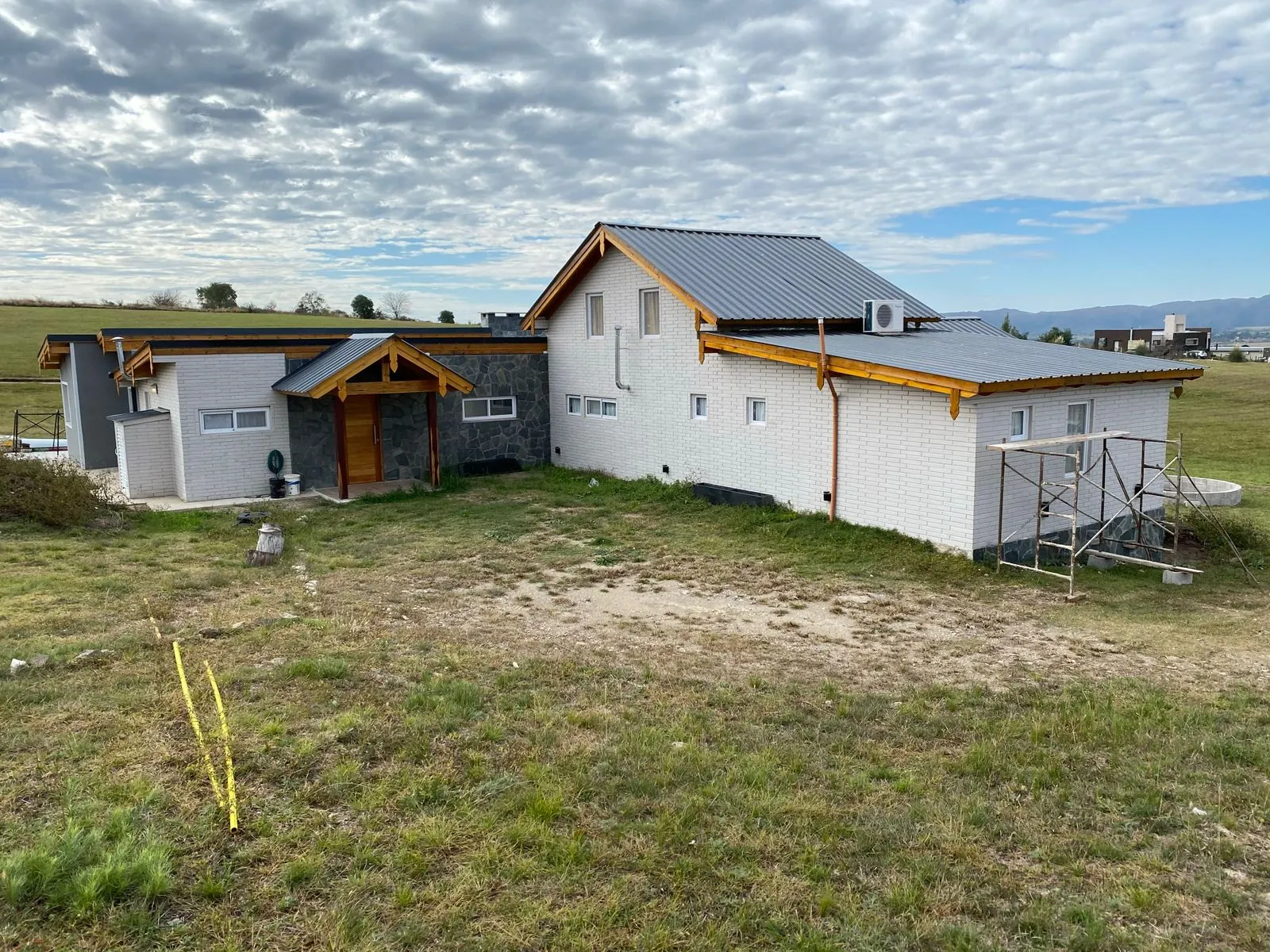 Wooden block house during construction